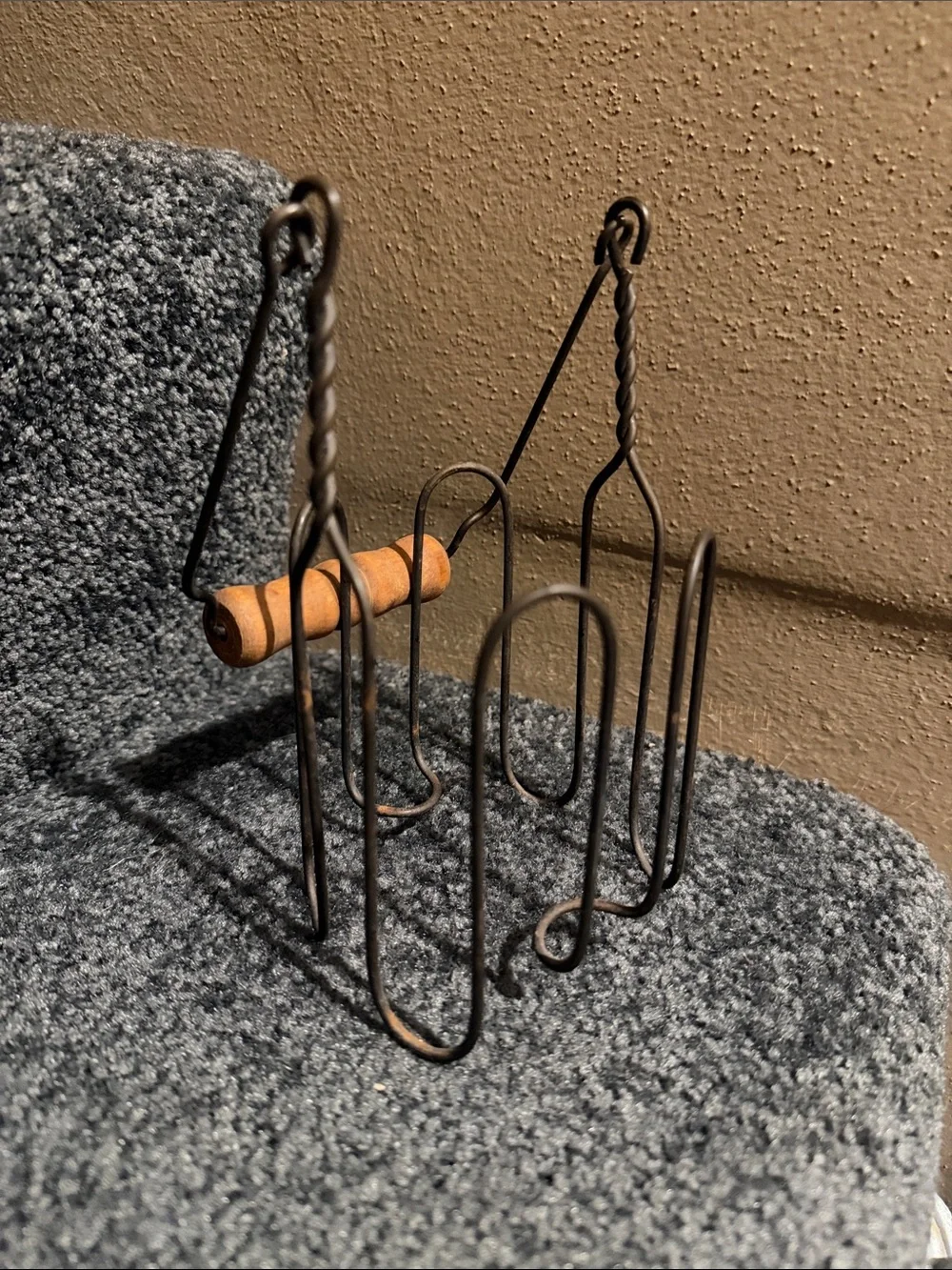 Antique Wood Handle Wire Frame Quart Canning Jar Carry Rack